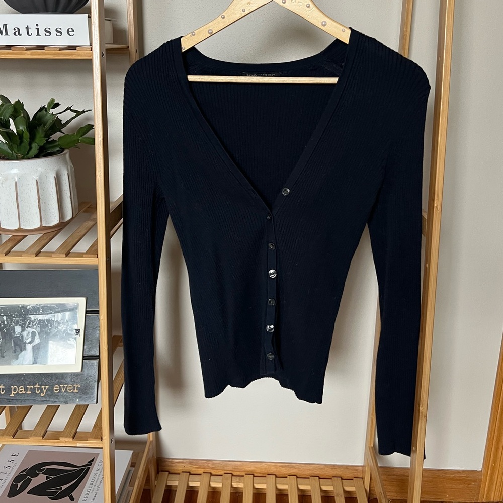 Ribbed button up cardigan Banana Republic
